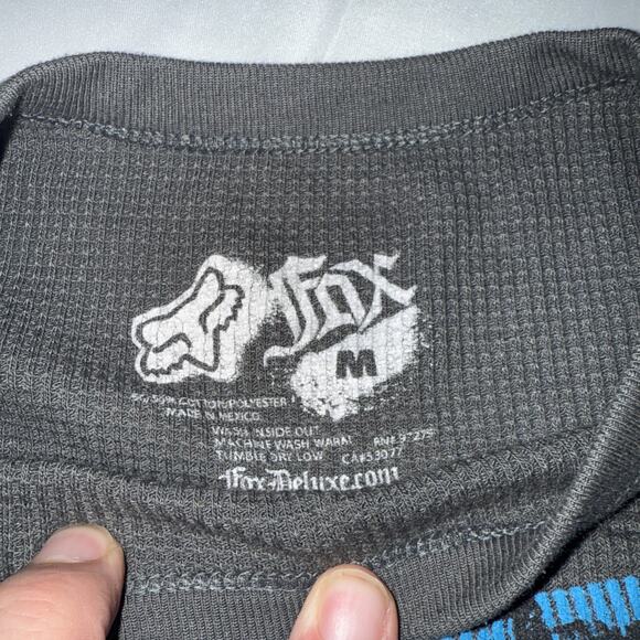 Vintage Fox Racing Shirt Mens Small Waffle Knit Thermal Grunge Y2K Cyber Gray - Picture 3 of 6